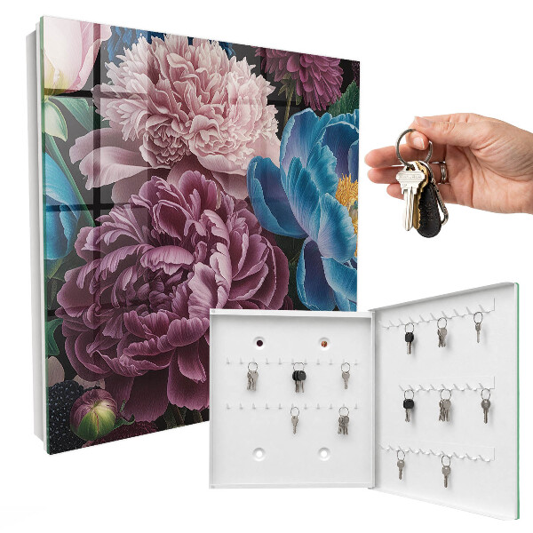 Caja para llaves con diseño de flores coloridas