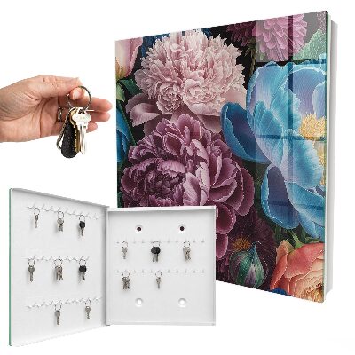 Caja para llaves con diseño de flores coloridas
