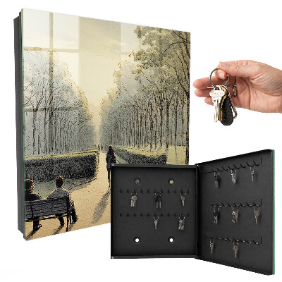 Caja para llaves diseño con estampado de un paseo por el parque