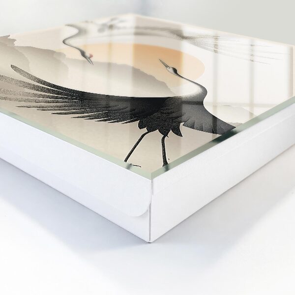 Caja para llaves con diseño de grullas japonesas y sol naciente