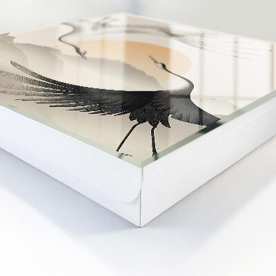 Caja para llaves con diseño de grullas japonesas y sol naciente
