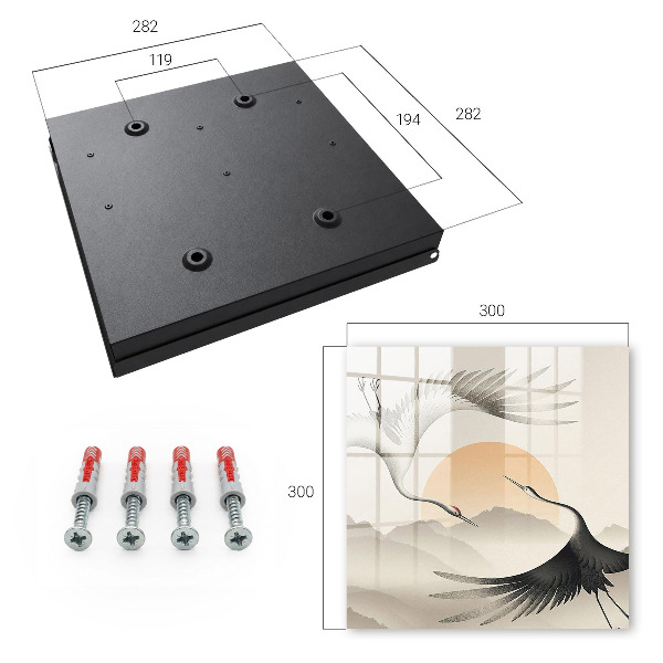 Caja para llaves con diseño de grullas japonesas y sol naciente