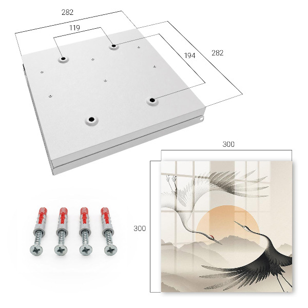 Caja para llaves con diseño de grullas japonesas y sol naciente