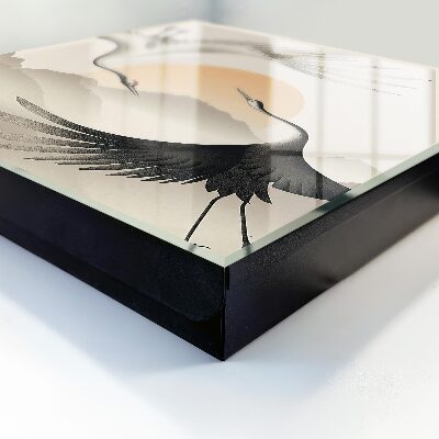 Caja para llaves con diseño de grullas japonesas y sol naciente
