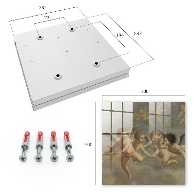 Armario para llaves con diseño de pintura barroca de putti y ángeles voladores