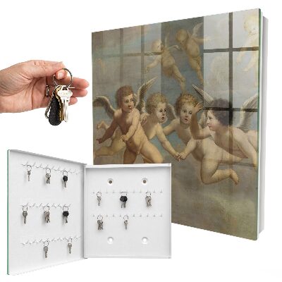 Armario para llaves con diseño de pintura barroca de putti y ángeles voladores