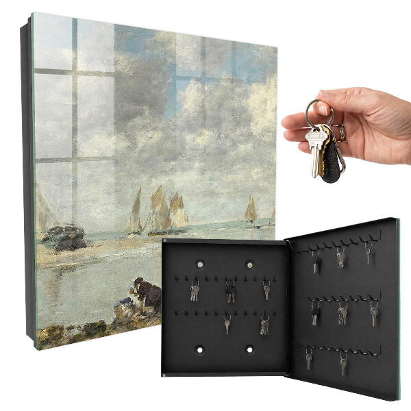 Caja para llaves con diseño de veleros
