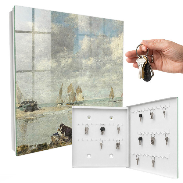 Caja para llaves con diseño de veleros