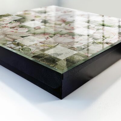 Armario para colgar llaves diseño de lirios geométricos
