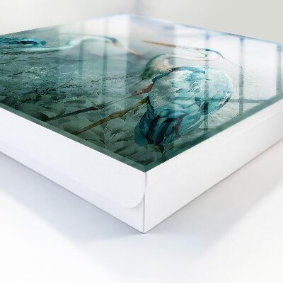 Caja para llaves con diseño de garzas en acuarela
