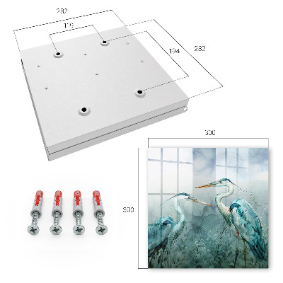 Caja para llaves con diseño de garzas en acuarela