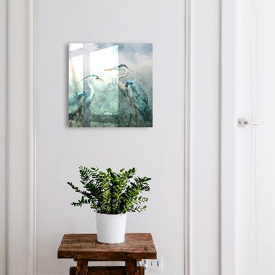 Caja para llaves con diseño de garzas en acuarela