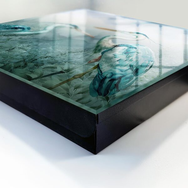 Caja para llaves con diseño de garzas en acuarela