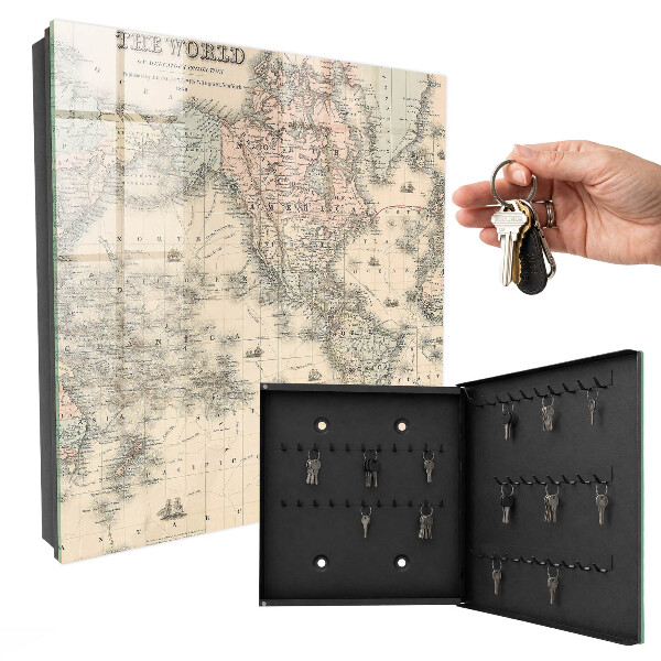 Armario para llaves con diseño de mapa del mundo