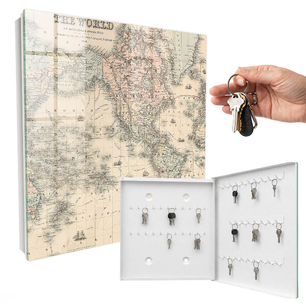 Armario para llaves con diseño de mapa del mundo