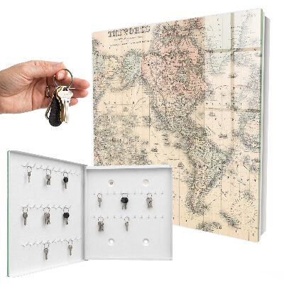 Armario para llaves con diseño de mapa del mundo