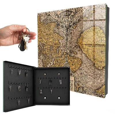 Armario para llaves con diseño de mapa antiguo