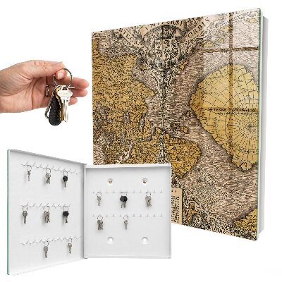 Armario para llaves con diseño de mapa antiguo