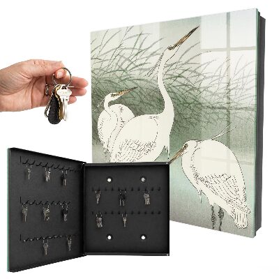Armario para colgar llaves diseño de garzas y hierbas