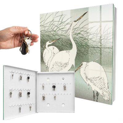 Armario para colgar llaves diseño de garzas y hierbas