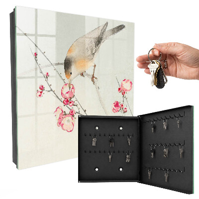 Caja para llaves con diseño de flores para pájaros