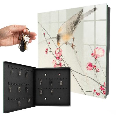 Caja para llaves con diseño de flores para pájaros