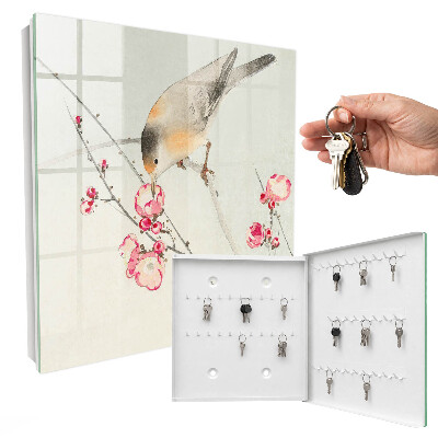 Caja para llaves con diseño de flores para pájaros