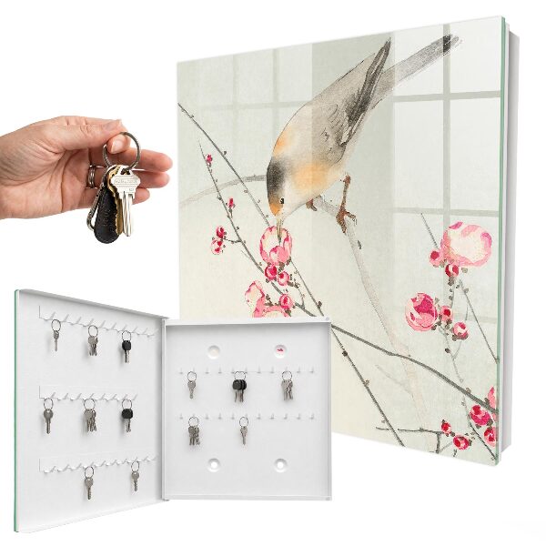 Caja para llaves con diseño de flores para pájaros