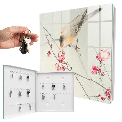 Caja para llaves con diseño de flores para pájaros