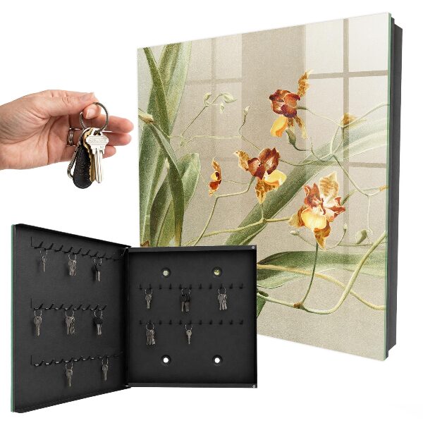 Caja para llaves con diseño de flores trepadoras