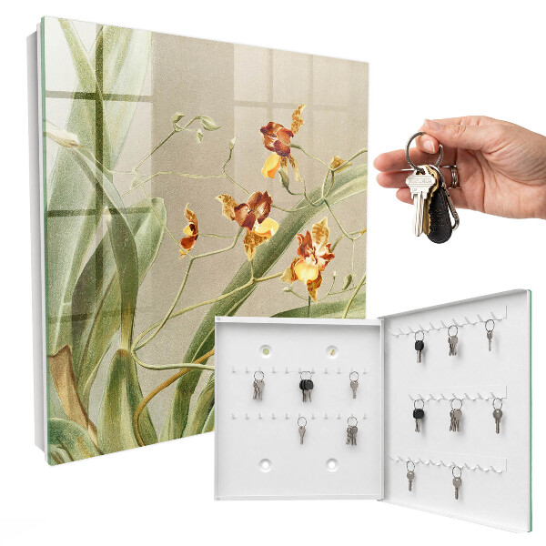 Caja para llaves con diseño de flores trepadoras