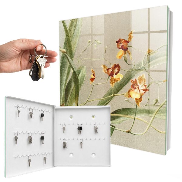 Caja para llaves con diseño de flores trepadoras
