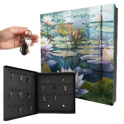 Armario para llaves con diseño de flores acuáticas