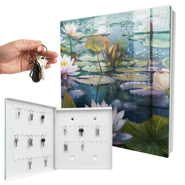Armario para llaves con diseño de flores acuáticas