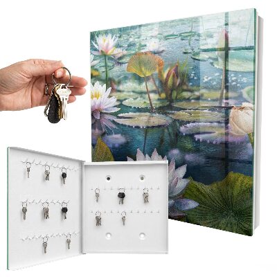 Armario para llaves con diseño de flores acuáticas