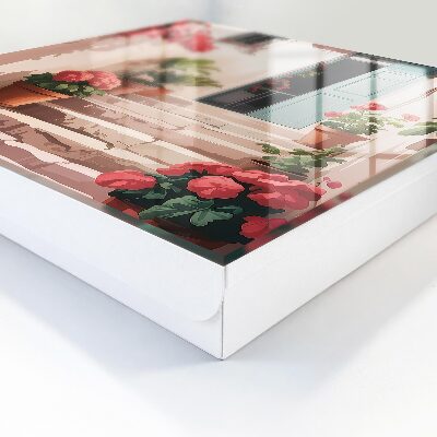 Caja para llaves con diseño de escalera de flores