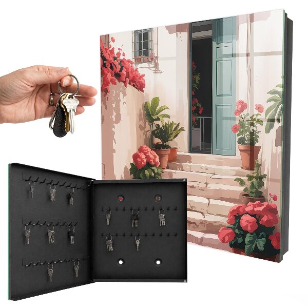 Caja para llaves con diseño de escalera de flores