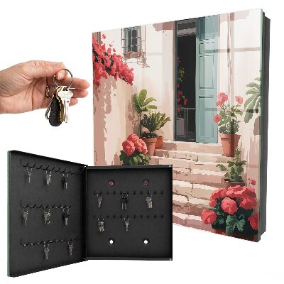Caja para llaves con diseño de escalera de flores