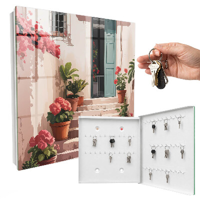 Caja para llaves con diseño de escalera de flores