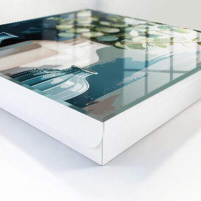 Caja para llaves con diseño de jarrones y hojas