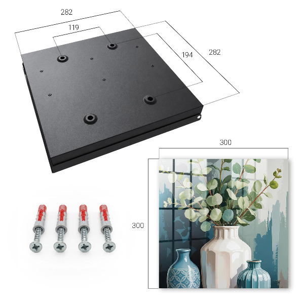 Caja para llaves con diseño de jarrones y hojas