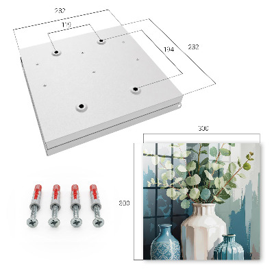 Caja para llaves con diseño de jarrones y hojas