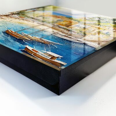 Caja para llaves con diseño de paisaje costero