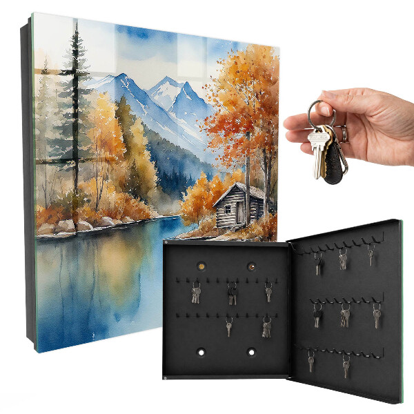 Caja para llaves diseño con paisaje de otoño en las montañas