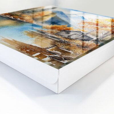 Caja para llaves diseño con paisaje de otoño en las montañas