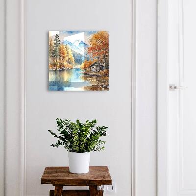 Caja para llaves diseño con paisaje de otoño en las montañas