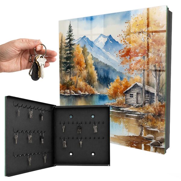Caja para llaves diseño con paisaje de otoño en las montañas