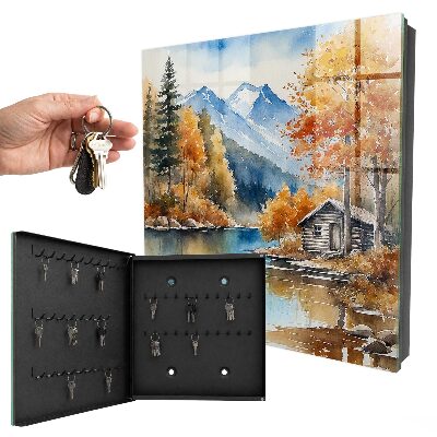 Caja para llaves diseño con paisaje de otoño en las montañas