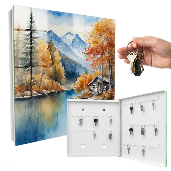 Caja para llaves diseño con paisaje de otoño en las montañas