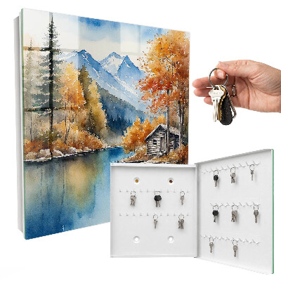 Caja para llaves diseño con paisaje de otoño en las montañas